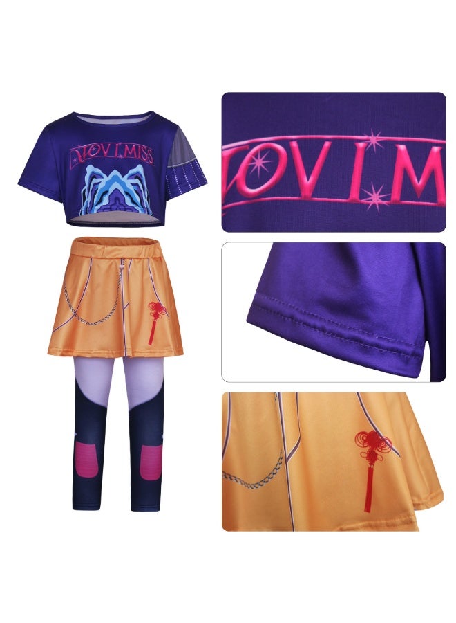 JAYATO Halloween K-POP Demon Hunters Team Cosplay Costume, Mira Anime Costume - (Top + Skirt Pants) 130 cm for Girls, Birthday Gifts - Image 4